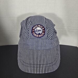 Vintage Skagway Alaska Pinstripe Hook Loop Children Youth Hat Cap Lil Engineer